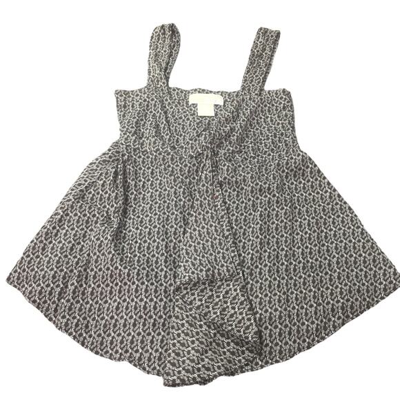 Michael Kors Womens Sleeveless Ruffled Relaxed Fit Geometric Blouse Black S/P - Picture 1 of 7